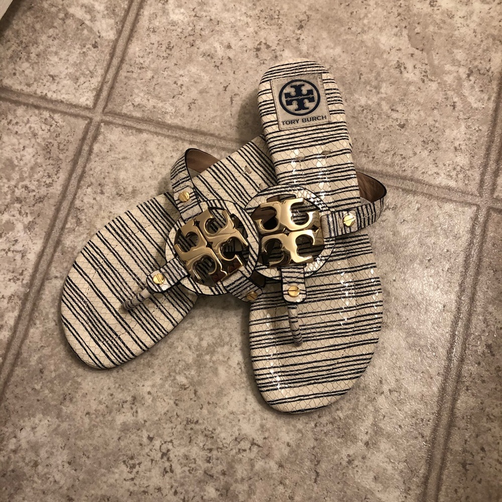 Tory Burch Miller 2 Snake Skin Sandals 8.5